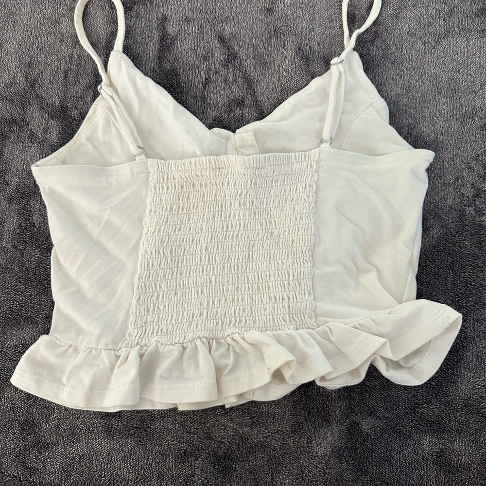 White Ruffle Hem Crop Top - Picture 4 of 4